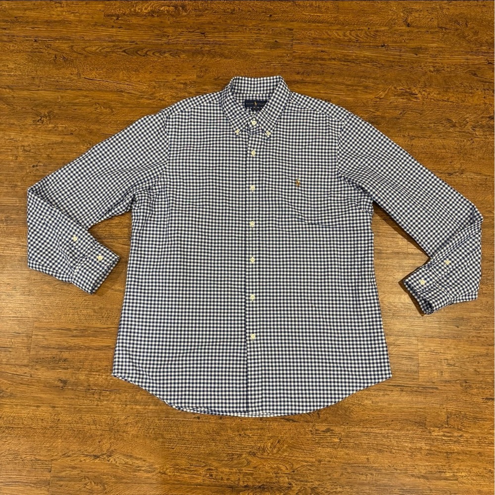 Polo Ralph Lauren Blue Check Flesh Pony Logo Casual Button Down Shirt‎ Men's XL - Picture 2 of 10